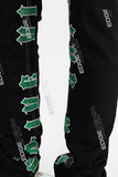 black flare bottom men jeans with embroidery