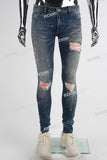 Blue Paint Splatters Skinny Jeans Men