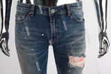 Blue Paint Splatters Skinny Jeans Men