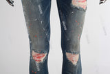 Blue Paint Splatters Skinny Jeans Men