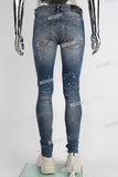 Blue Paint Splatters Skinny Jeans Men