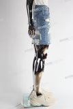 blue distressed men jeans shorts