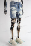 blue distressed men jeans shorts