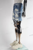 blue distressed men jeans shorts
