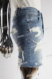 blue distressed men jeans shorts