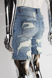 blue distressed men jeans shorts