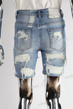 blue distressed men jeans shorts