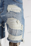 blue distressed men jeans shorts