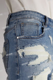 blue distressed men jeans shorts