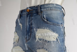 blue distressed men jeans shorts