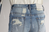 blue distressed men jeans shorts