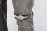 Grey Ripped Distressed Flare Bottom Stacked Jeans Men
