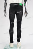 black skinny men jeans with embroidery logo