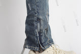 blue vintage cargo silm men jeans with mutil pockets