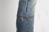 blue vintage cargo silm men jeans with mutil pockets