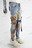 Patch Work Patchwork Digital Skinny Cargo Jeans Men