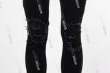 Black Skinny Distressed Zip Jeans Men