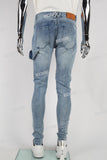 Custom Logo Blue Skinny Jeans Men