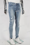 Custom Logo Blue Skinny Jeans Men