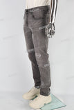 Grey Embroidery Frayed Mans Skinny
