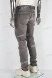 Grey Embroidery Frayed Mans Skinny