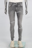 grey skinny men jeans with screen printed