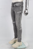 grey skinny men jeans with screen printed