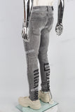 grey skinny men jeans with screen printed