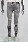 grey skinny men jeans with screen printed