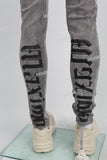 grey skinny men jeans with screen printed