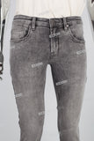 grey skinny men jeans with screen printed