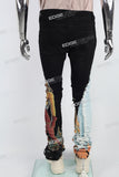 black skinny men jeans with digital printed