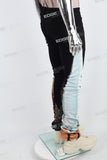 black skinny men jeans with digital printed