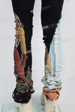 black skinny men jeans with digital printed