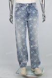 blue laser printed straight men jeans