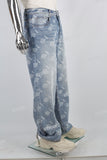 blue laser printed straight men jeans