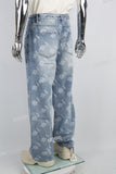 blue laser printed straight men jeans