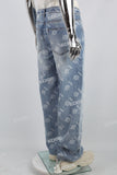 blue laser printed straight men jeans