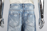 blue laser printed straight men jeans