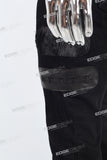 black skinny flare bottom men jeans with leather patch embroideried