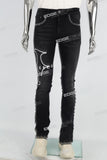 black skinny men jeans with screen printed