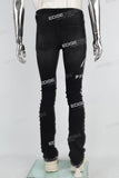 black skinny men jeans with screen printed