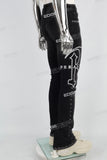 black skinny men jeans with screen printed