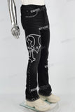 black skinny men jeans with screen printed