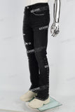 black skinny men jeans with screen printed