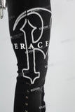 black skinny men jeans with screen printed