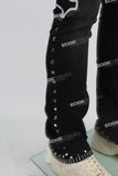 black skinny men jeans with screen printed