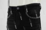 black skinny men jeans with screen printed