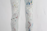 White Paint Splatters Skinny Jeans Men