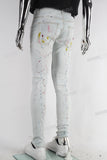 White Paint Splatters Skinny Jeans Men